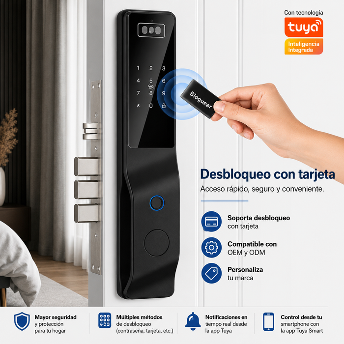 Cerradura Inteligente Con Reconocimiento Facial 3D, Huella Digital, WiFi Y Múltiples Métodos De Acceso