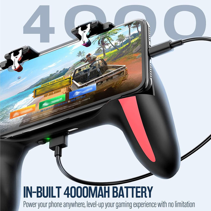 Control Gamer 5 En 1 Para Celular Con Gatillos, Ventilador, Power Bank Y Soporte