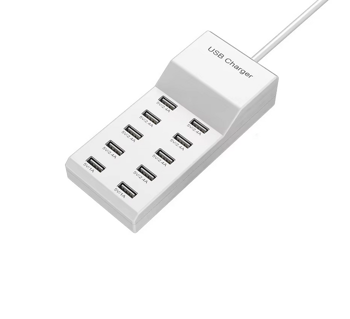 Estación de carga USB 10 Puertos 2.4A/1A