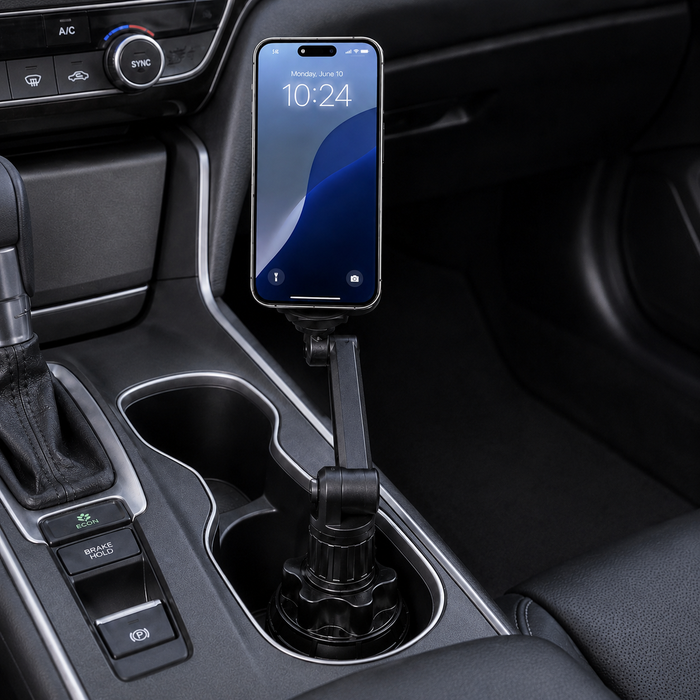 Gancho Magnético Ajustable Para Celular Con Base Para Portavasos