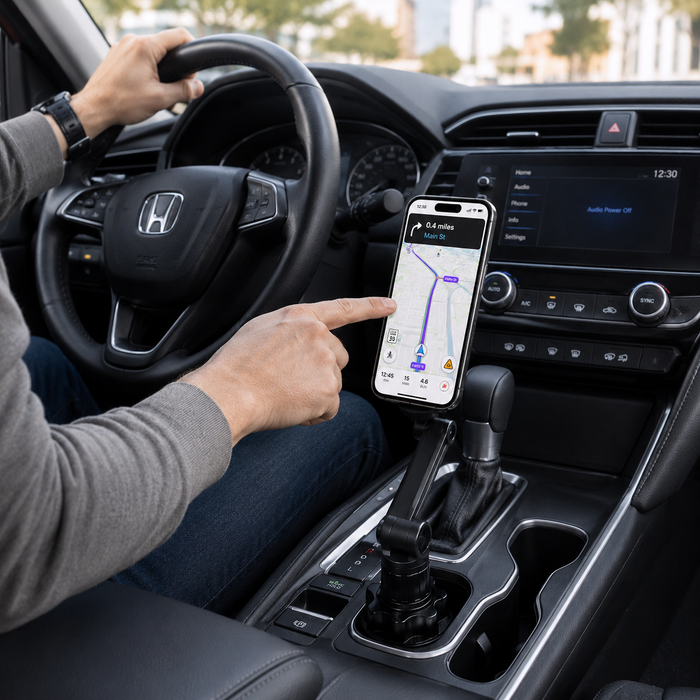 Gancho Magnético Ajustable Para Celular Con Base Para Portavasos