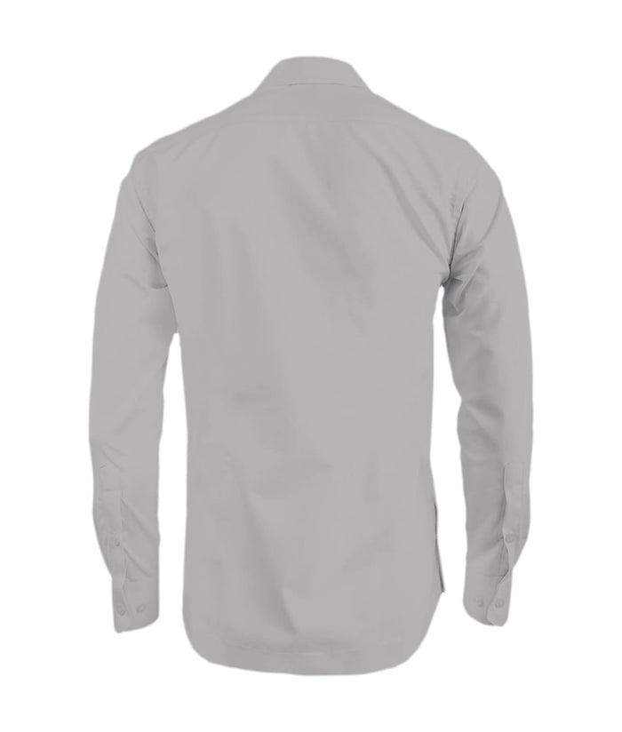 Guayabera alforzas gris claro con 2 bolsillos manga larga hombre XS a 10XL