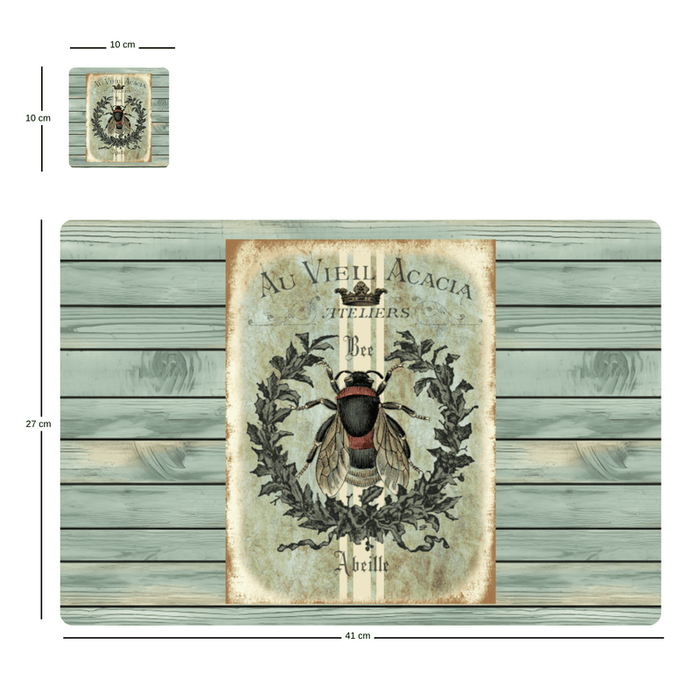Individuales Reversibles set de 6 rectangular 41*27 cm + 6 Portavasos Caballito Mar