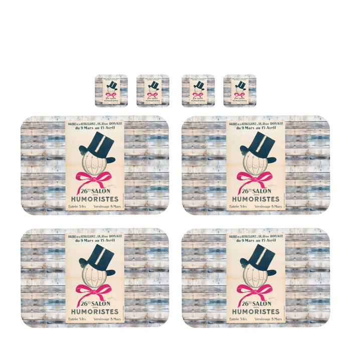 Individuales Reversibles set de 6 rectangular 41*27 cm + 6 Portavasos Humoristes