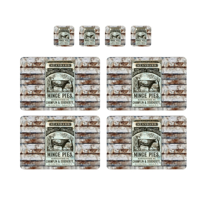 Individuales Reversibles set de 6 rectangular 41*27 cm + 6 Portavasos Mince Pies - George