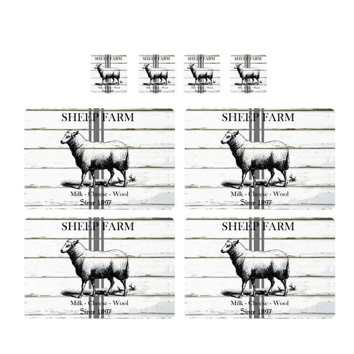 Individuales Reversibles set de 6 rectangular 41*27 cm + 6 Portavasos Post Card