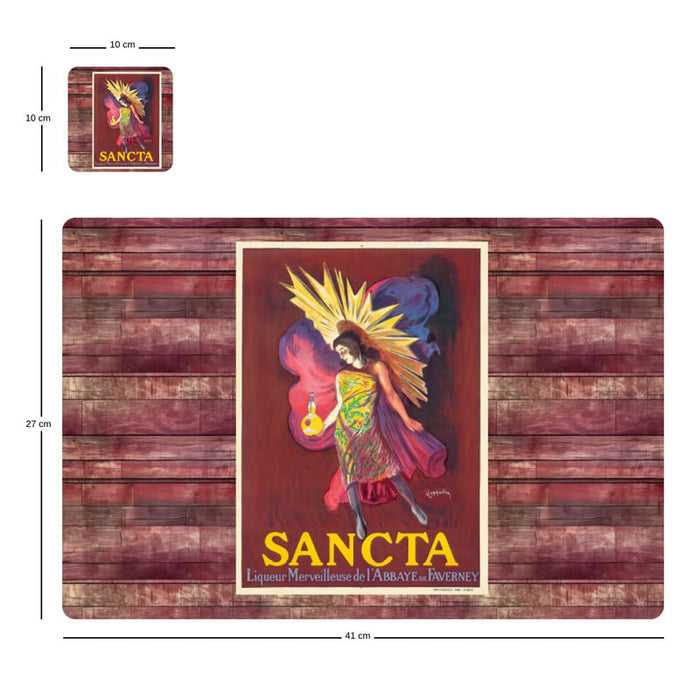 Individuales Reversibles set de 6 rectangular 41*27 cm + 6 Portavasos Sancta