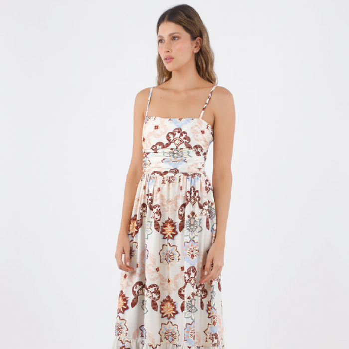 Ivory Print Palma Long Dress