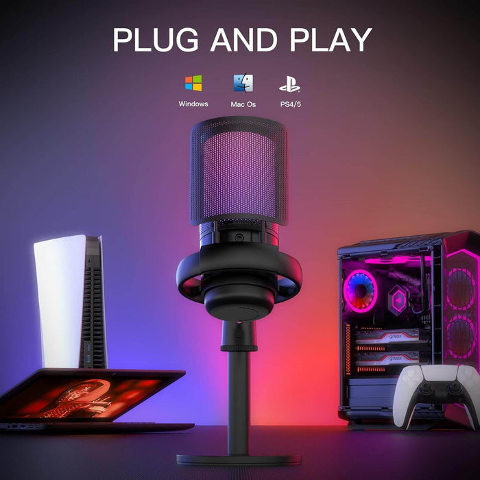 Micrófono USB Gamer RGB, Compatible Con PC/PS4/PS5/Mac