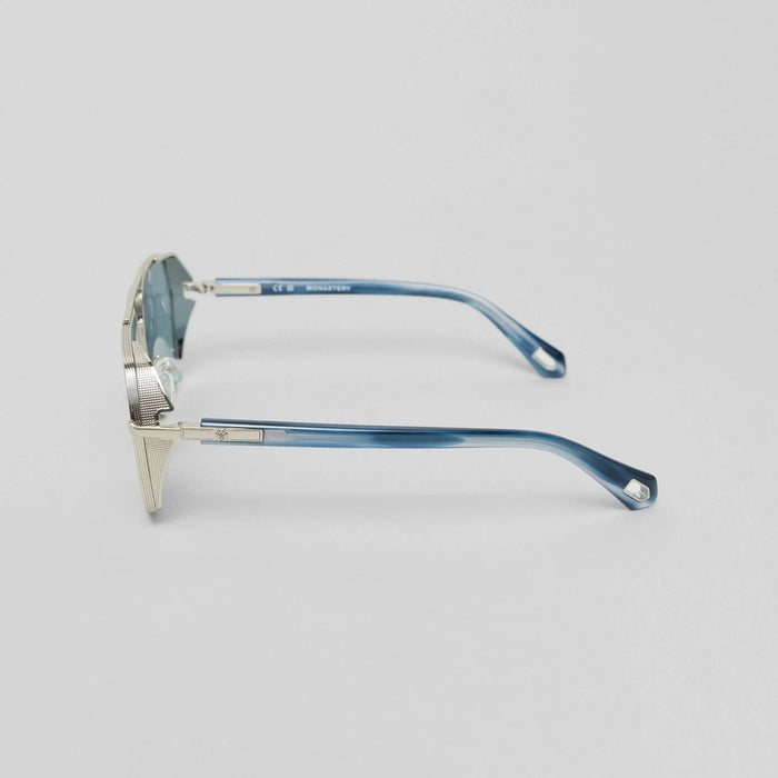 MOAD SUNGLASSES SHINY SILVER BLUE HORN BLUE - Monastery