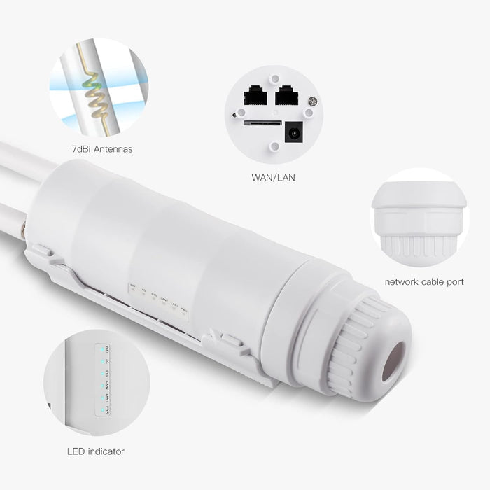 Router WiFi Exterior 4G LTE De Alta Potencia Con Antenas y PoE