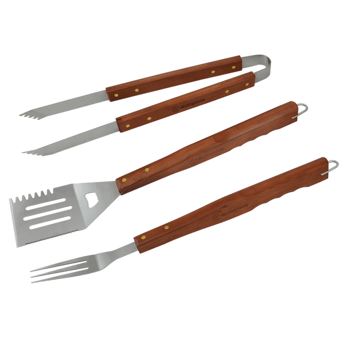 SET 3 PZ UTENSILIOS MADERA P/BBQ