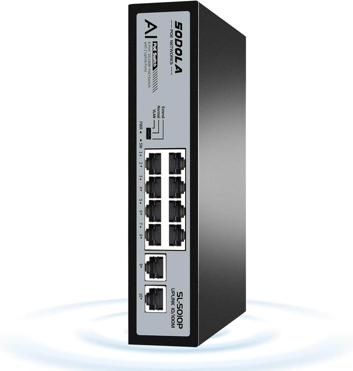 Switch POE De 8 Puertos 100Mbps +2 Enlaces Ascendentes Ethernet