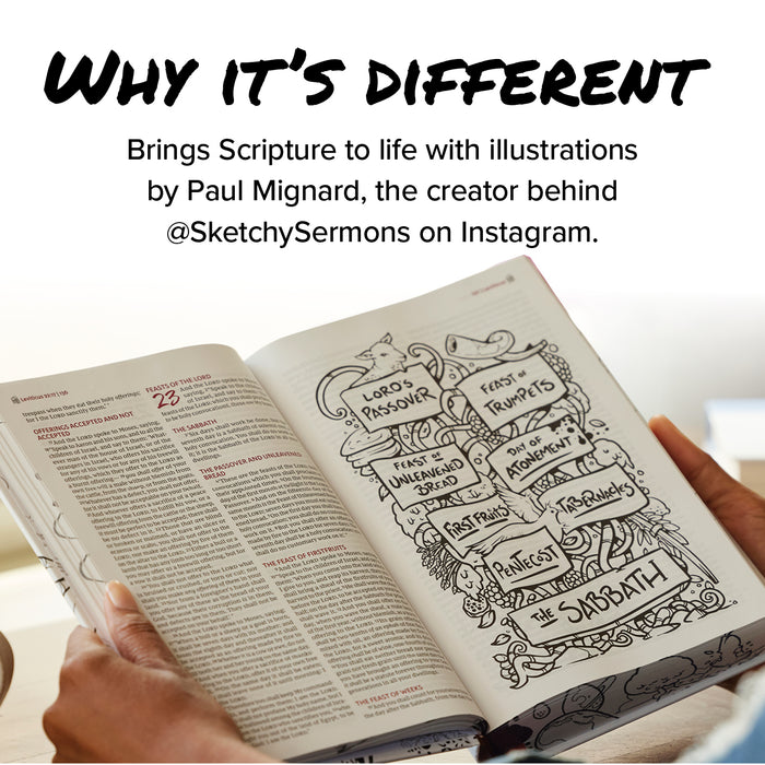 The Sketchbook Bible: The Complete Bible with Hundreds of Illustrations (NKJV, Red Letter, Comfort Print)