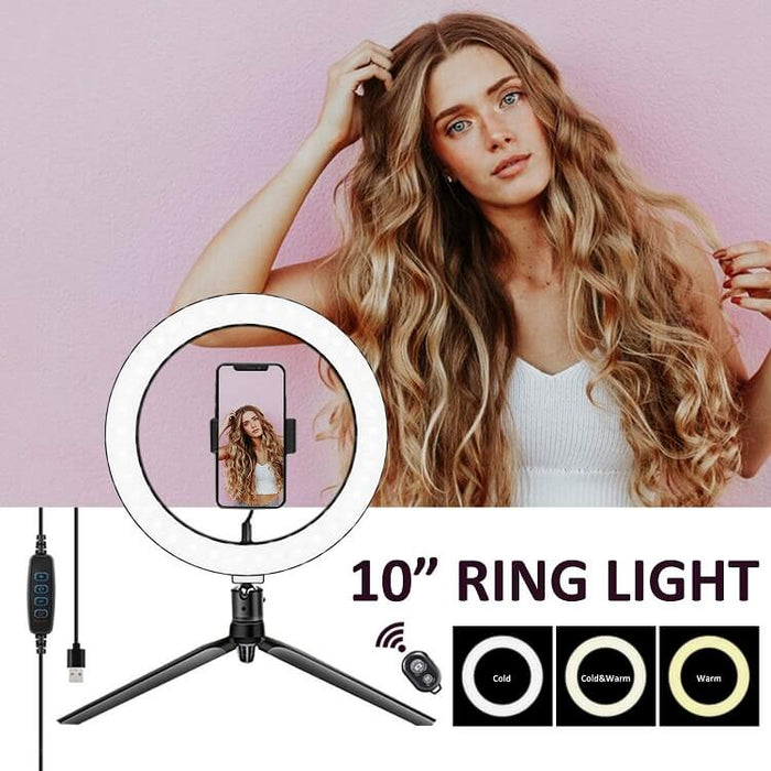 Trípode Mesa + Aro de Luz LED 10” + Control