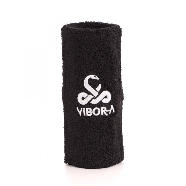 Vibor-A Muñequera Ancha Logo Blanco Negro