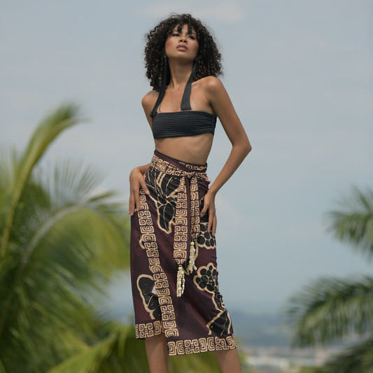 WRAP SKIRT LINO/FLOR DE CAFÉ