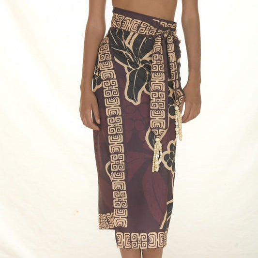 WRAP SKIRT LINO/FLOR DE CAFÉ