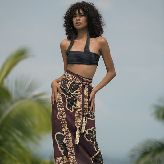 WRAP SKIRT LINO/FLOR DE CAFÉ