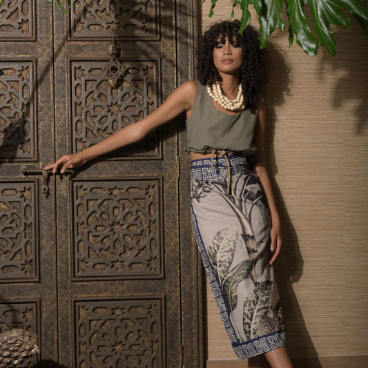 WRAP SKIRT LINO/PLATANERA