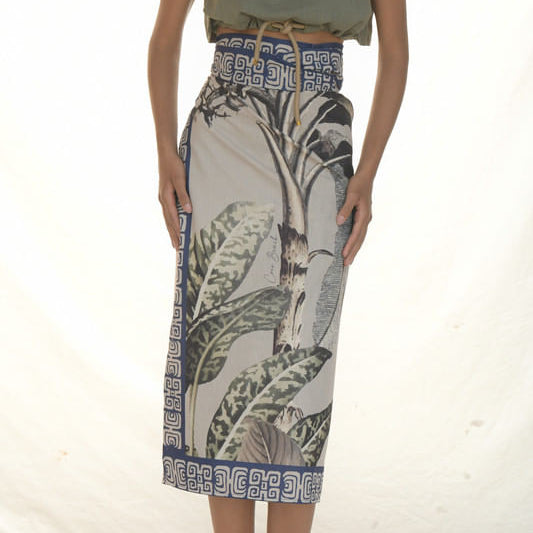 WRAP SKIRT LINO/PLATANERA